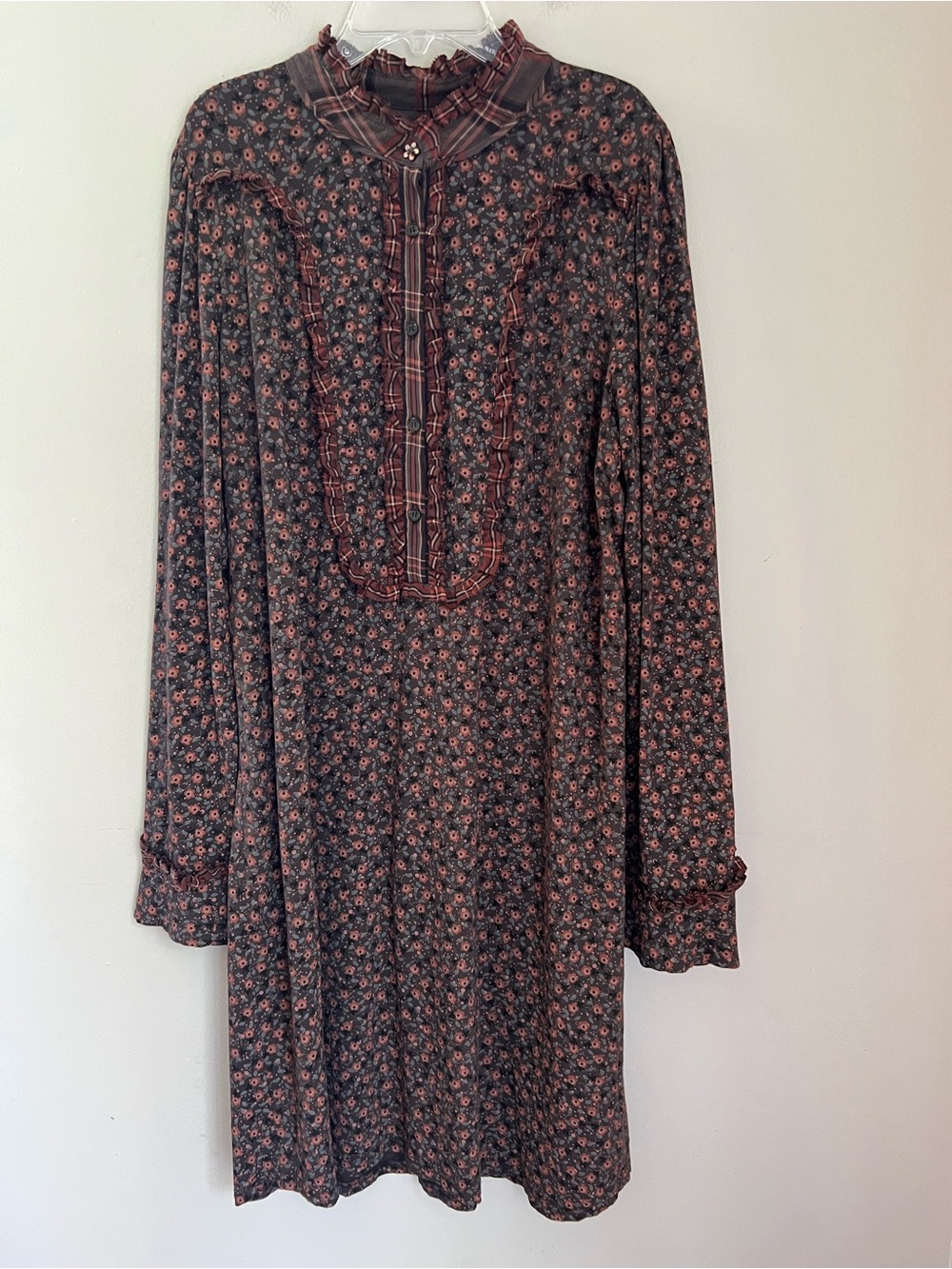 Peruvian Connection Dress Women’s 16 Ditzy Floral Ruffle Long Sleeve Cottagecore